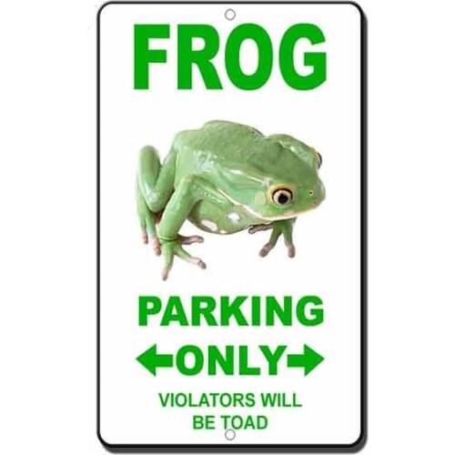 Dawasaru Funny Car Stickers Frog Parking Only Violators Will Be Towed Sign Waterproof Sunscreen Vinyl for Motorcycle,13cm*7cm