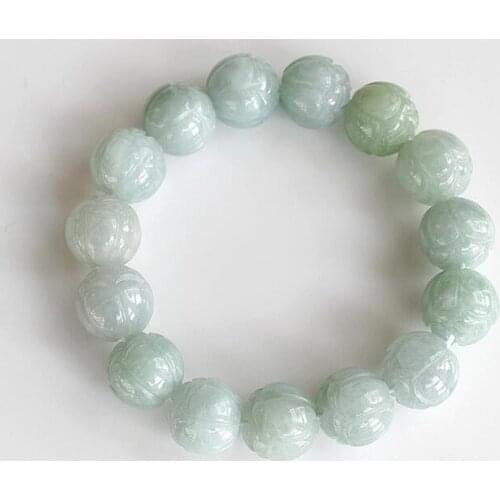 Genuine 8-12mm Certified Green Natural A JADE JADEITE Rose Flower Bead Bangle Bracelet -AA