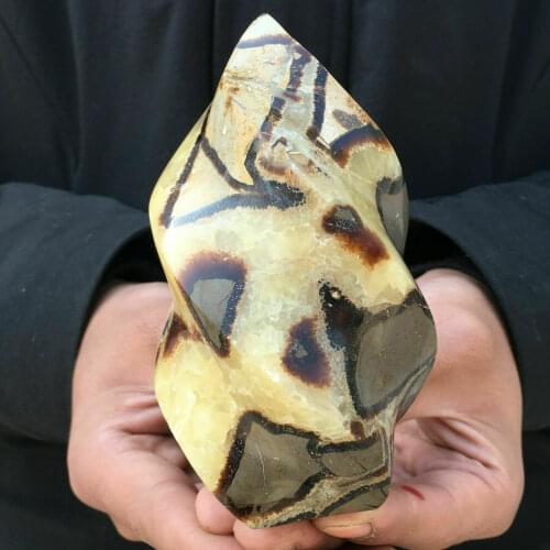 Top! Natural dragon septarian crystal flame shape specimen healing 600g