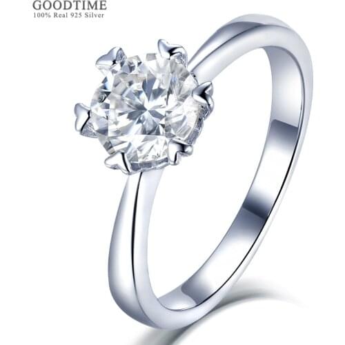 Luxury Heart-shaped Six-claw Snowflake Moissanite Women Ring Pure 100% 925 Sterling Silver Shine Rhinestone Ring Jewelry Gift