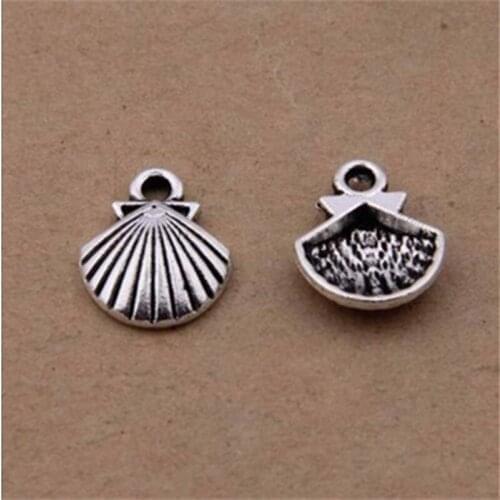 ALYMMO 10pcs/lot Vintage Silver Shell Charms 11x13mm Metal Alloy Charms for Jewelry Making