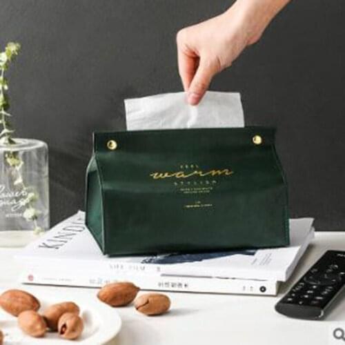 Ins Nordic Leather Tissue Box Paper Dispenser Napkin Tissue Holder Living Room Home Car Tissue Case Kitchen Storage Organizer