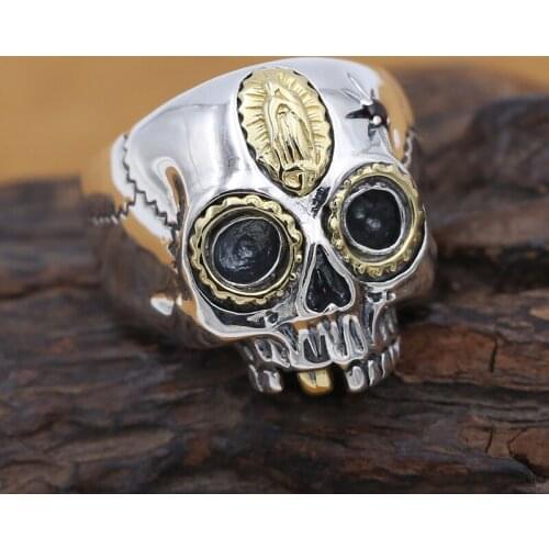 Handmade 925 silver skull ring vintage sterling silver skeleton man ring silver punk ring man jewery gift