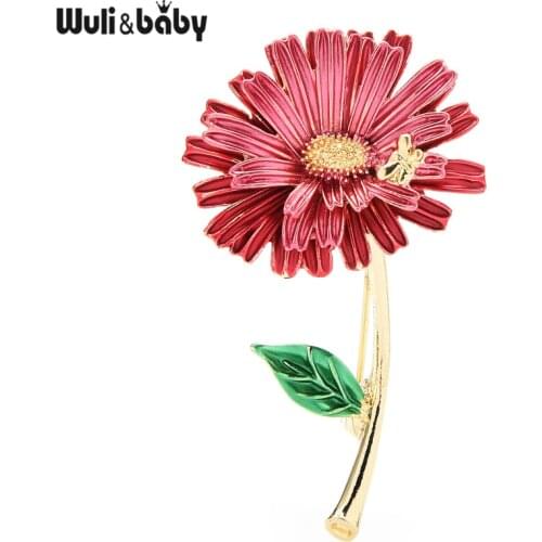 Wuli&baby Enamel Daisy Flower Brooches Small Butterfly In The Flower Party Casual Brooch Pins Gifts