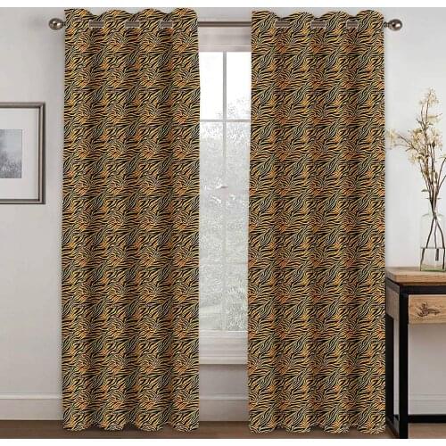 Living Room Shading 90% Decorative Curtain Brown Pattern Pattern Home Textile Decoration Bedroom Perforated Curtains