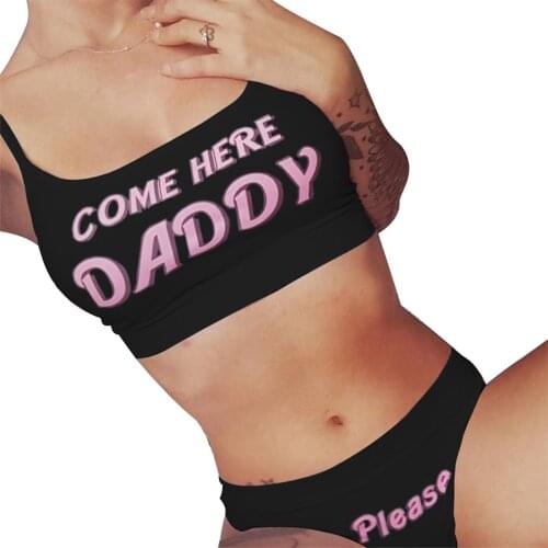 2021 New Women Letter Print External Wear Underwear Set Sleeveless Backless Sling Vest Elastic Waist Underpants