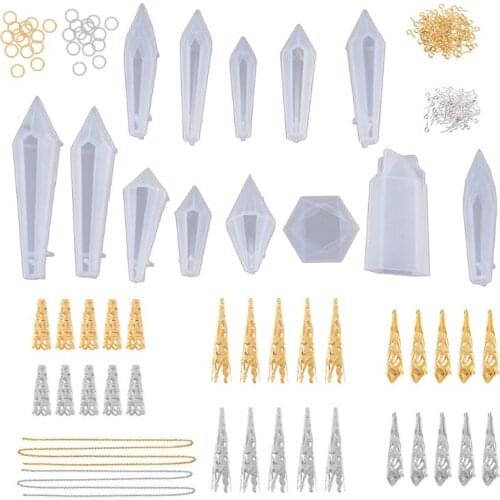 1 Set Crystal Epoxy Resin Mold Pendulum Casting Silicone Mould Handmade DIY Crafts Earring Necklace Pendent Jewelry Making Tools