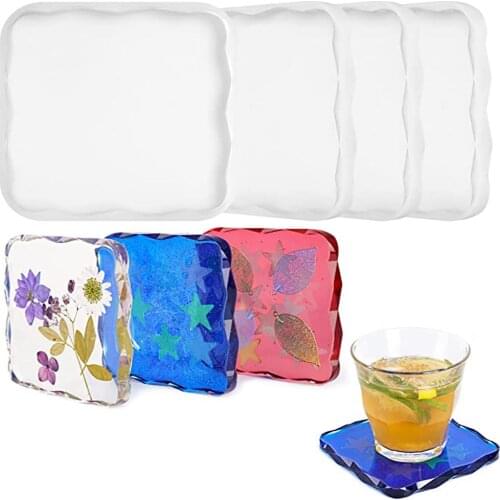 1pcs Coaster Epoxy Mold Square Rhombus Silicone Mould Mirror Surface Resin Accessories Used for Decoration Casting Making DIY