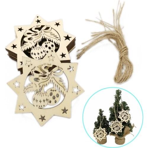 10PCS Christmas Wooden Snowflake Cutouts for Kids Crafts Christmas Tree Ornaments Hanging Decoration