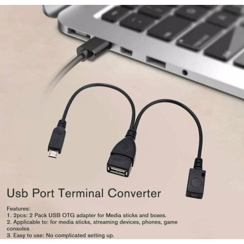 2 Pack Usb Port Terminal Adapter Otg Cable For Fire Terminal Gen 3 Or Converter 2nd Stick Usb Fire Port Tv Q2V5