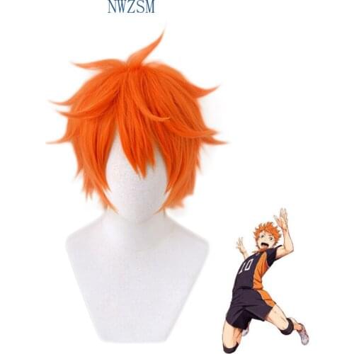 Anime Haikyuu!! Shoyo Hinata Cosplay Wig Short Orange Heat-resistant Fiber Hair Costume Play Wigs + Wig Cap