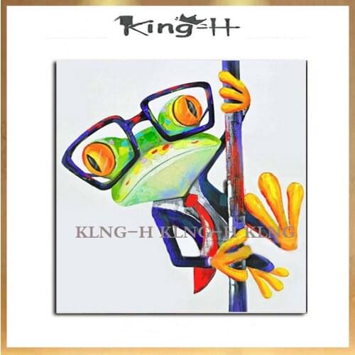 Envío Gratis arte de lona grande barato 100% pintado a mano pintura al óleo de rana moderna decoración de pared de sala de estar