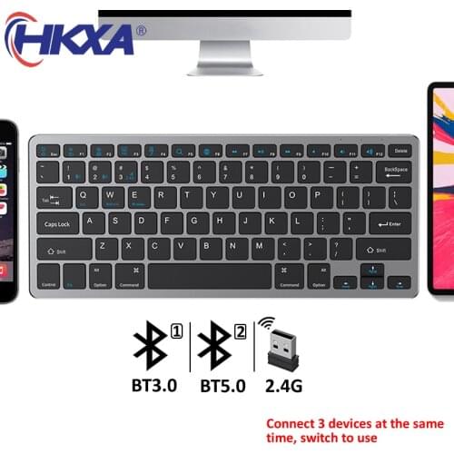 Bluetooth Keyboard 2.4G Wireless Keyboard Dual Mode Mini Multimedia Keyboard for Laptop PC TV Mobile Phone iPad Macbook Android