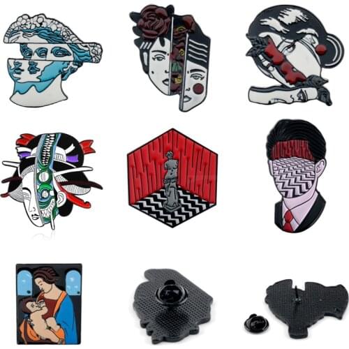 Drama Fragmented Human Face Brooch Creative Art Dark Adventures Style Jewelry Enamel Pins&Brooches Gift