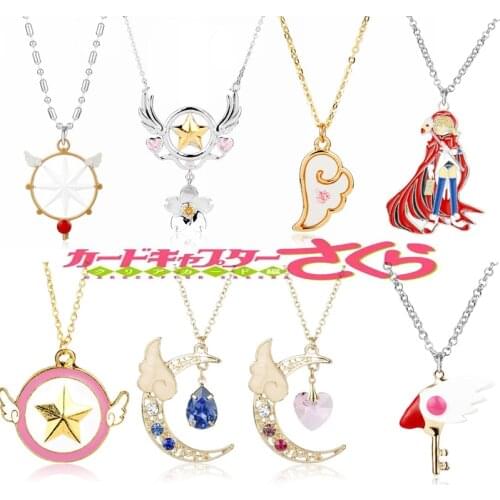 Card Captor Sakura Necklace Women Girl Fashion jewelry Star Wings Pendants Necklaces Choker Sweet Accessories Gift