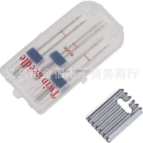 DHL 100set 3set Double Twin Needles + Wrinkled Sewing Presser Foot Size 2/90 3/90 4/90 needle shoe Sewing