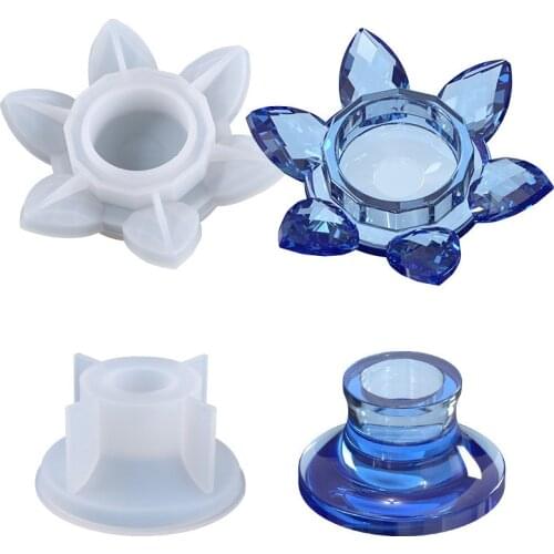 DIY Crystal Epoxy Resin Mold Lotus Candle Holder Silicone Mould