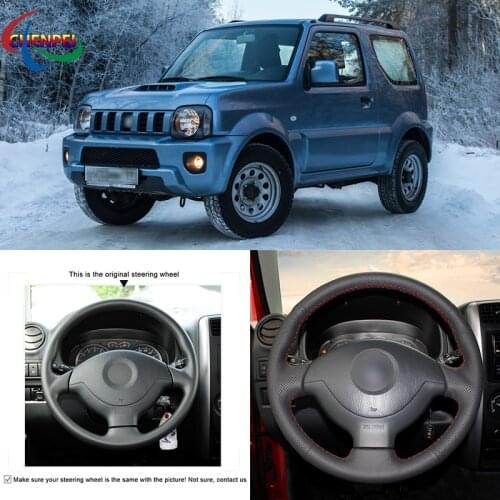 DIY Hand Sewing Anti-Slip Wear-Resistant Steering Wheel Cover For Suzuki Jimny 2005-2014 Car Interior Decoration Accessories