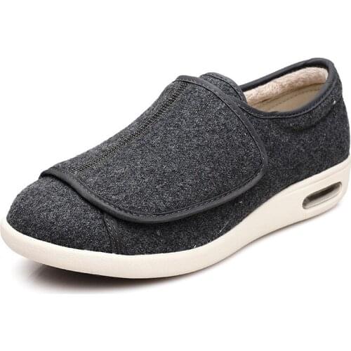 Fleeced autumn and winter shoes for the elderly fat wide Velcro adjustable shoes stripper shoes swelling shoes