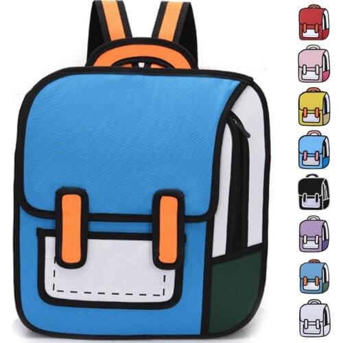 High Capacity 3D Printing Canvas Backpacks 2D Drawing Cartoon Shoulder Bookbag Cute Student School Bag Messenger Girls Backpack