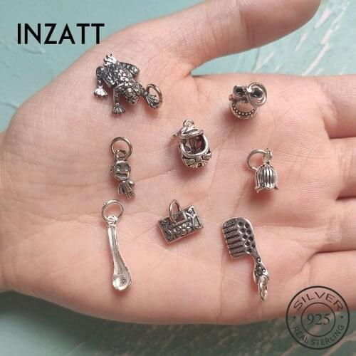 INZATT Real 925 Sterling Thai Silver Animal Zircon Comb Charms For Women Wholesale Handmade Of DIY Punk Accessories