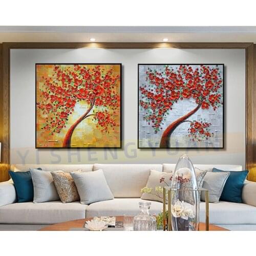 100% Handmade Modern Abstract Flowers Oil Painting On Canvas Wall Art For Living Room Decor Decoration Maison Moderne Salon