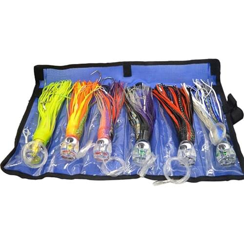 Kmucutie Set of 6 pcs 9 inch Trolling Skirt Lures Marlin Tuna Dolphin Mahi Durado Wahoo . Included 9 inch Big Game Fishing Lures