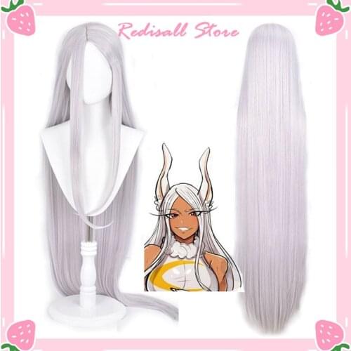 Miruko Cosplay Wig Synthetic Heat Resistant Hair Women Long Straight Silver Wig Daily Wear Party Role Play
