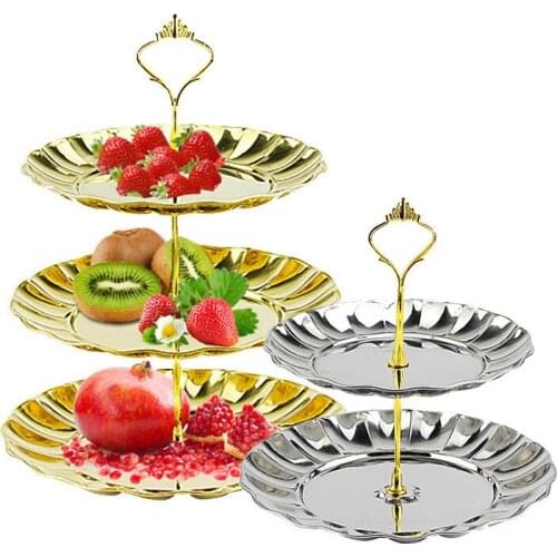 Multifunctional Stainless Steel Fruit Plate Home Multi-layer Candy and Snack Storage Container Banquet Cake Shelf Dessert Tray