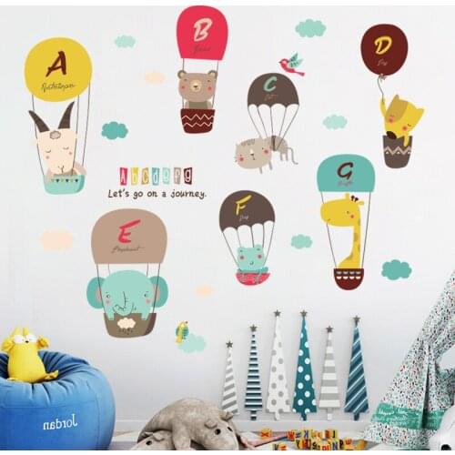 Cartoon Hot Air Balloon Wall Stickers for Living Room Bedroom Nursery Kids Rooms Decor Baby Wall Decals DIY Vinyl Wallpaper