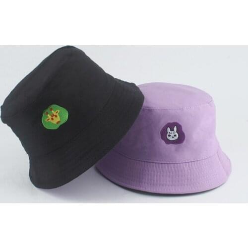 Cartoon Animal Deer Rabbit Lion Pig Embroidery Kids Bucket Hat Panama Baby Sun Cap Summer Toddler Reversible Fisherman Hats