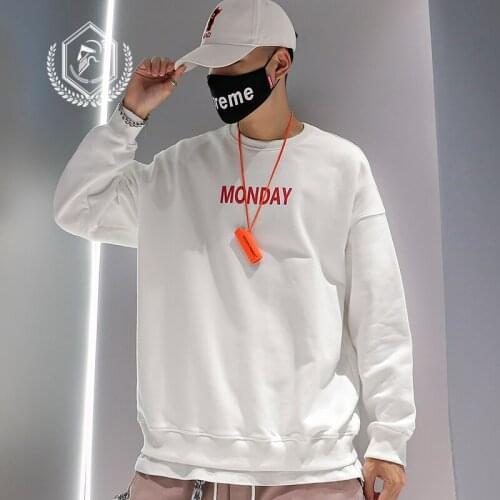 Men Fashion Loose Print Casual Pullover Hip Hop Sweatshirts