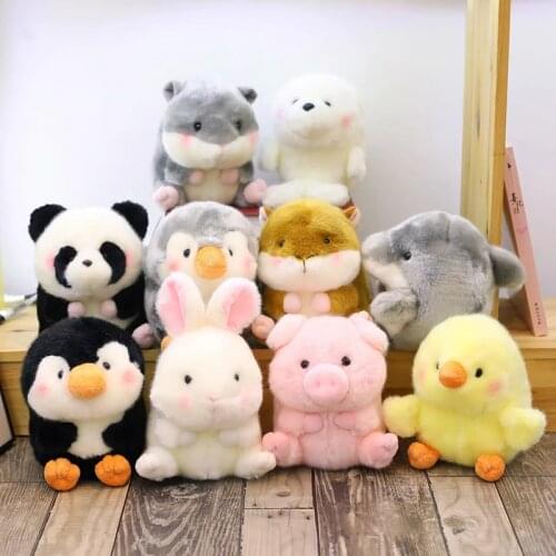 Soft Animals Stuffed Plush Toy Kawaii Plush Round Shape Panda Penguin Pig Hamster Cute Doll Kids Girl Gift
