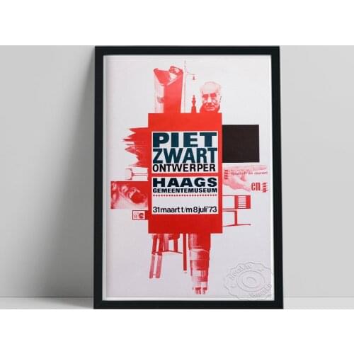 Piet Zwart Artist Exhibition Poster, Zwart Plane Designs Red Geometry Abstract Art Prints, Netherlands Vintage Art Home Decor