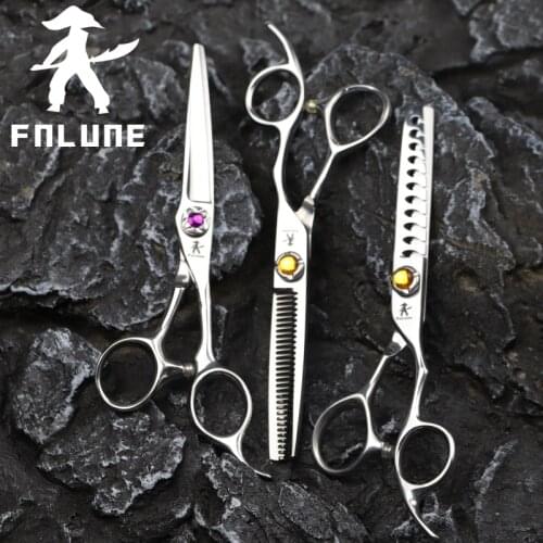 FnLune 6.0 Professional Hair Salon Scissors Cut Barber Accessories Haircut Thinning Shear Hairdressing Tools Scissors Shear Case