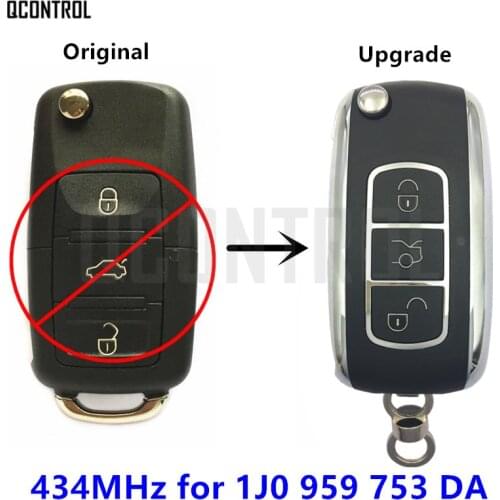 QCONTROL 1J0959753DA 434MHz Upgrade Remote Key for SKODA Octavia/Superb/Yeti Auto Control 1J0 959 753 DA 753DA