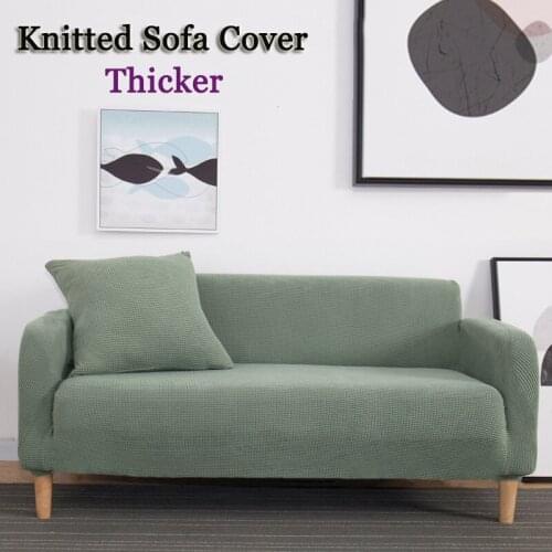 Stretch Solid Color Sofa Cover Knitted Thickening Non-Slip Machine Washable Suitable for Household Children and Pets 1/2/3/4Seat