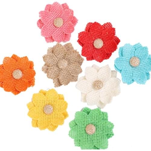 Retro burlap flower handmade diy jewelry decoration clothing shoes hat accessories simple linen