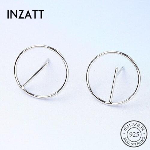 INZATT Real 925 Sterling Silver Cross Stud Earrings For Fashion Woman Party MInimalist Fine Jewelry Cute Accessories Gift