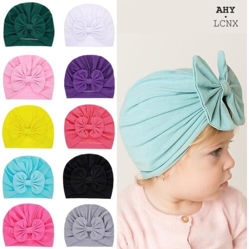 Spring Autumn Wool Cotton Baby Hat Knit Big Bows Girl Hats Kids Girls Bonnet Beanie Cap Infant Newborn Photography