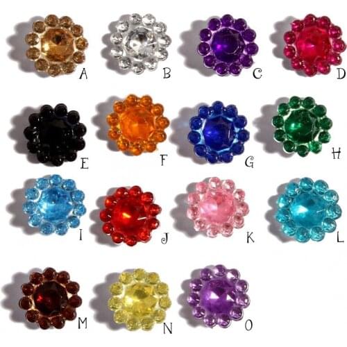 500pcs/lot 11mm 15colors Hotfix Bling Acrylic Pointback Rhinestone Buttons Artificial Plastic Decorative Crystal Strass Beads