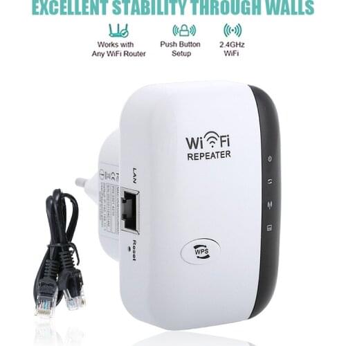 High Speed 300Mbps Wireless Repeater Amplifier Portable Wi-Fi Signal Range Booster Extender With RJ-45 Networking Cable
