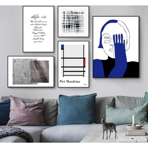 Vintage Abstract Minimalist Human Blue Heri Matisse Wall Art Canvas Poster Print Fashion Painting Picture Living Room Home Decor