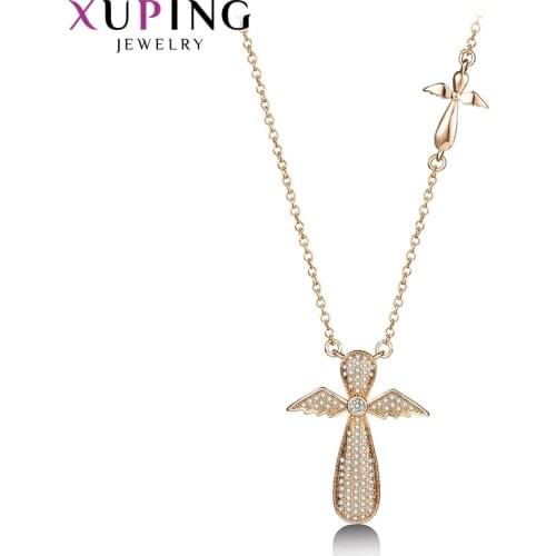 Xuping New Arrival Fashion Cross Pattern Pendant Necklace for Women Gold Color Jewelry A00612967