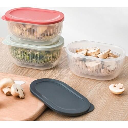 Storage Box Small Size Double-layer PP Transparent Draining Water Box for Refrigerator Store Vegetables Fruits Boxes