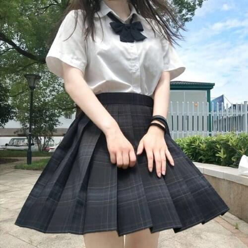 High Waist Kawaii Plaid Skirt Fashion Woman Navy Pleated School Uniform Skirt Lovely Girls A Line Short Summer Skirts