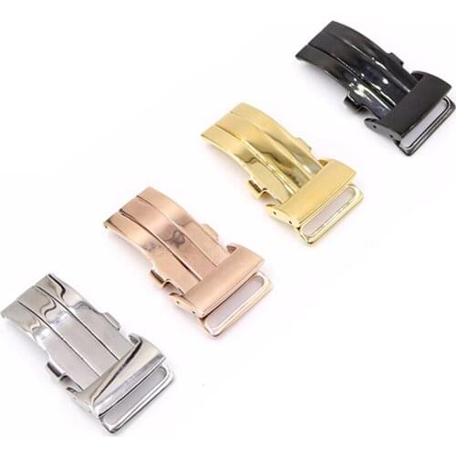 CARLYWET 20mm Silver Polished 316L Stainless Steel Watch Band Deployment Clasp For Less 3.2mm Leather Strap Belt For Breitling