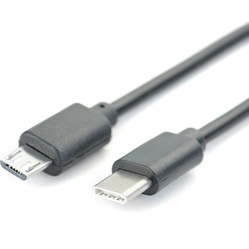 1Pc 30cm Black USB Type C Male To Micro USB 5 Pin B Male Plug Converter OTG Adapter Lead Data Cable For Mobile Phones