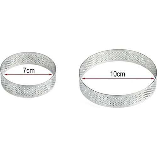 10Pcs Circular Tart Rings With Holes Stainless Steel Fruit Pie Quiches Cake Mousse Mold Kitchen Baking Mould