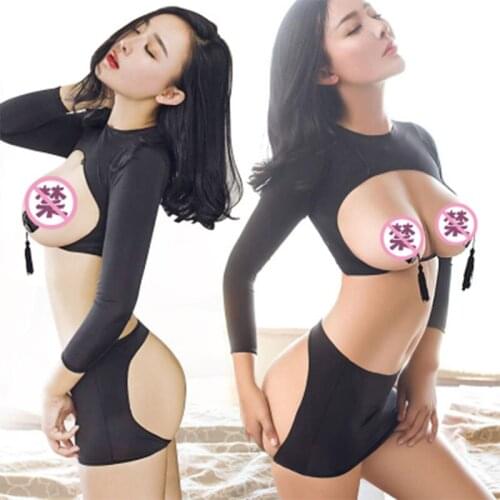 2021 Sexy Erotic lingerie Open File Exposed Uniform Black Passion Set Underwear Midnight Charm Female Hot Sale Good Quality